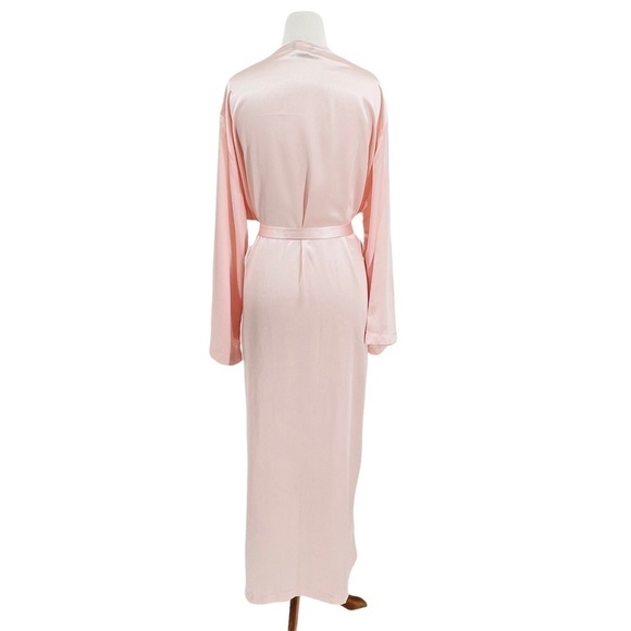 VALENTINO INTIMO For Saks Vintage Pink Satin Ribbon & Lace Detail Robe Size L - Picture 4 of 9